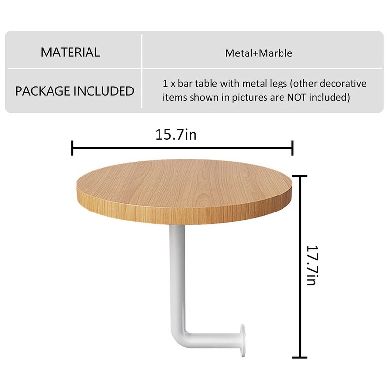 Kelendle Round Pub Table Wood Bar Table Wall Mounted Cocktail
