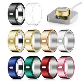 Snyeest Cover Compatible for Oura Ring 4/Gen 3 Heritage/Gen 3 Horizon,Charging Directly,Rugged TPU Polished Elastic Ring Finger Sleeve Protector for Workout Gym Women Men-10 Packs-Size 8