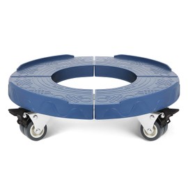 W B D WEIBIDA Round Dolly with Wheels Heavy Duty 440lbs Capacity, Adjustable 15-19 Inch Trash Can Dolly Multi Functional Large Barrel Dolly with 4 Locking Swivel Wheels, Blue