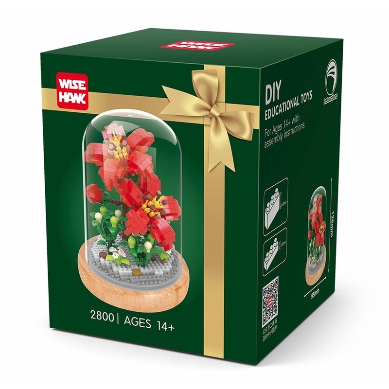 Wise Hawk Miniature Flower Building Blocks with Wooden Stand and