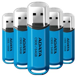 PSA COMPUTO Y PAPELERIA Kit de 5 memorias USB Adata AC906-64G-RWB es un Dispositivo de Almacenamiento portátil con una Capacidad de 64 GB Utiliza una Interfaz USB Tipo