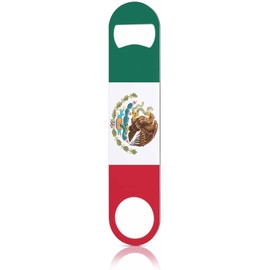 Abrebotellas de acero inoxidable con bandera mexicana, bandera de país, patriotismo rojo, verde, blanco y águila, llavero plano para el hogar, cocina, bar, restaurante, fiesta, regalo de