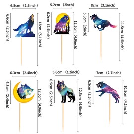 Ercadio 24 PCS Black Wolf Cupcake Toppers Silhouette Black Glitter Cupcake Topper Wolf Cupcake Decoration Picks Animal Theme for Baby Shower Kids Birthday Party Decoration Supplies