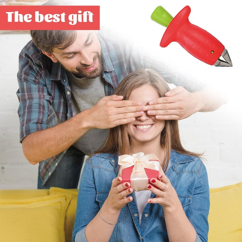 Strawberry Huller,Multi Function Fruit Corers Tool,Red Gem Remover Fruit Corer,Stainless