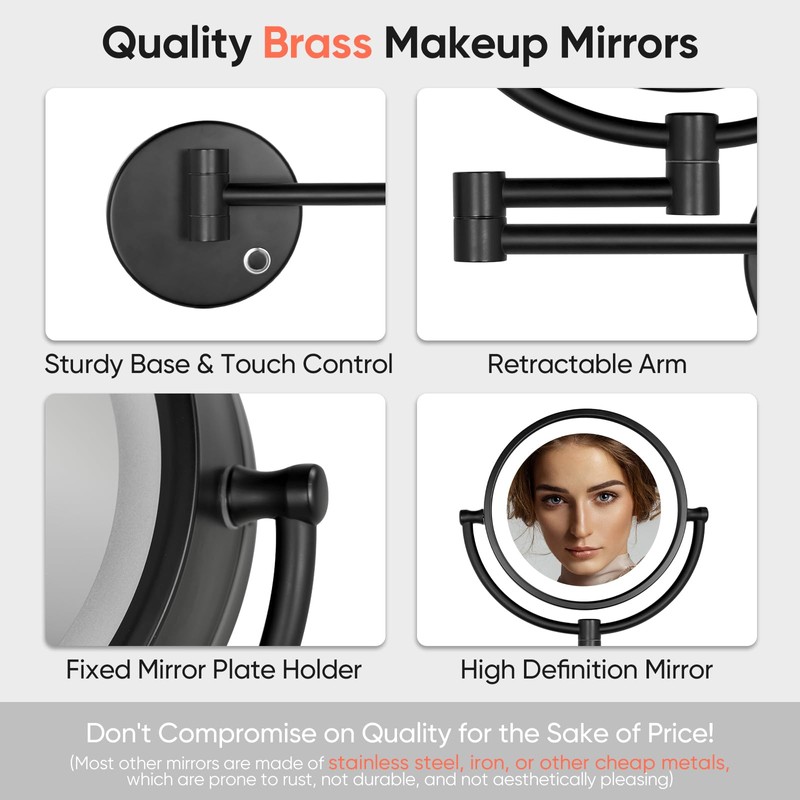 GURUN 8.5 Inch Magnifying Makeup Mirror with 3 Dimmable LED