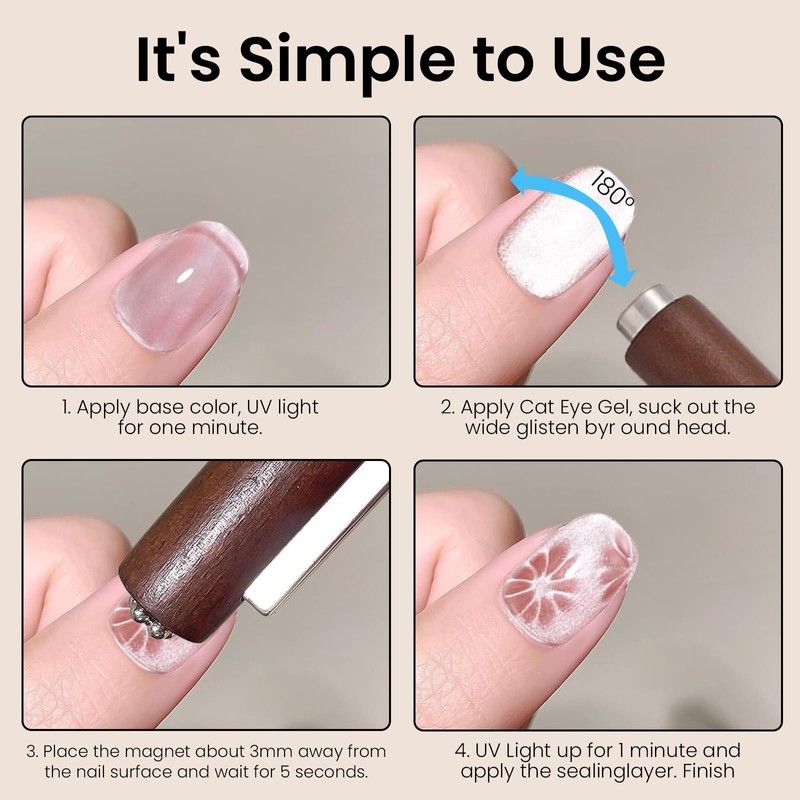 ESUOHYM 3 In 1 Nail Magnet For Cat Eye Gel