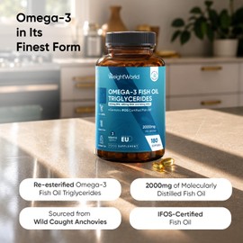 Omega 3 Fish Oil Triglycerides - 2000mg per Serving - 180 Softgels