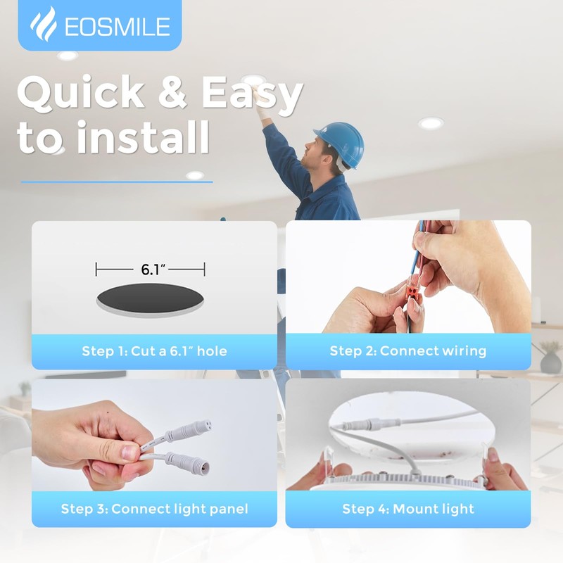 EOSMILE 12 Pack 6 Inch Ultra-Thin LED Recessed Light with