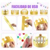83pcs Coronas Rey Diy De Carton Dorada Fiesta Con Calcomanía