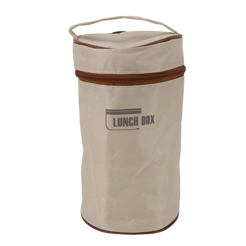 Insulated Food Container Beige 316 Stainless Steel Round Sealed Leak