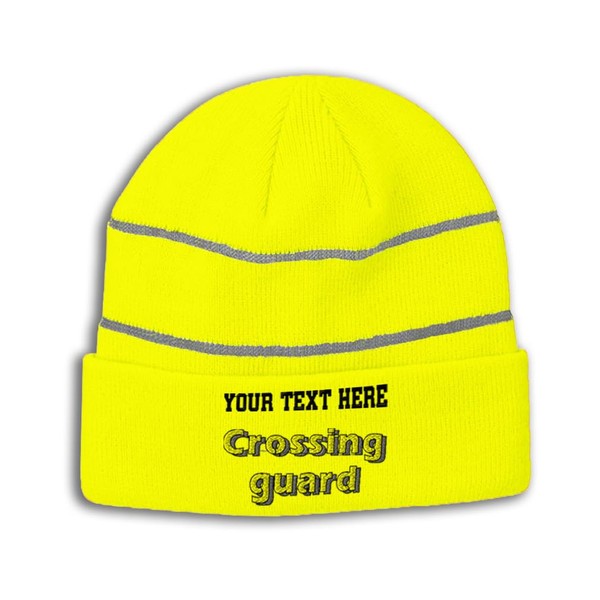 Custom Reflective Beanie Crossing Guard Acrylic High Visibility Running Gear