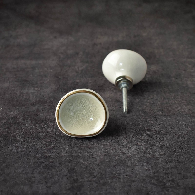 BROOK AND BIRCH Ceramic White Kitchen Cabinet Knob Wardrobe Dresser