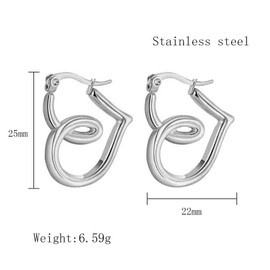 Vissen Gold Plated / Silver Heart Earrings Hanging Women's Hypoallergenic Wedding Long Earrings Fashion Jewellery, Stainless Steel