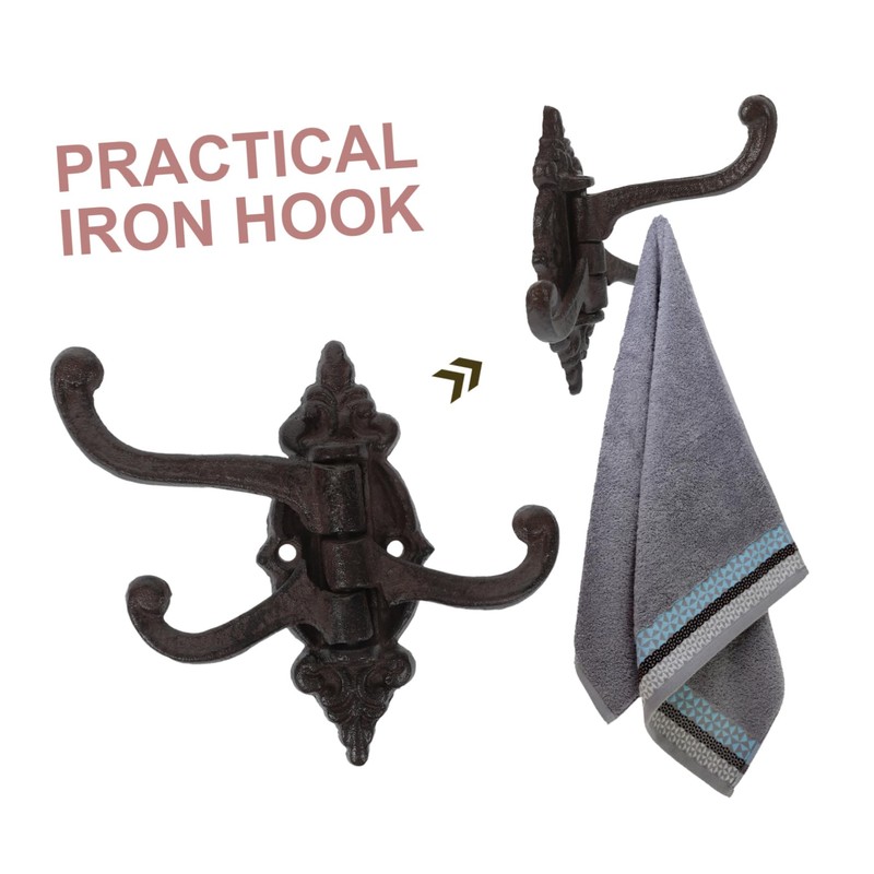 NOLITOY 2pcs Antique Iron Wall Mounted Hooks Swivel Arms Design