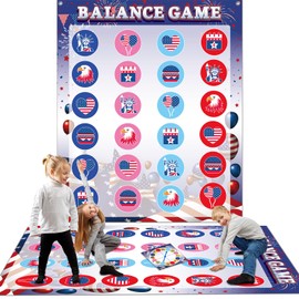 Giant Floor Games - American Patriotic Pose Balance Game, 4th of July Party Favor, Indoor Outdoor Interactive Games For Kid Adult - Promotes Physical Activity, Family Board Game Mat for Home Lawn Yard