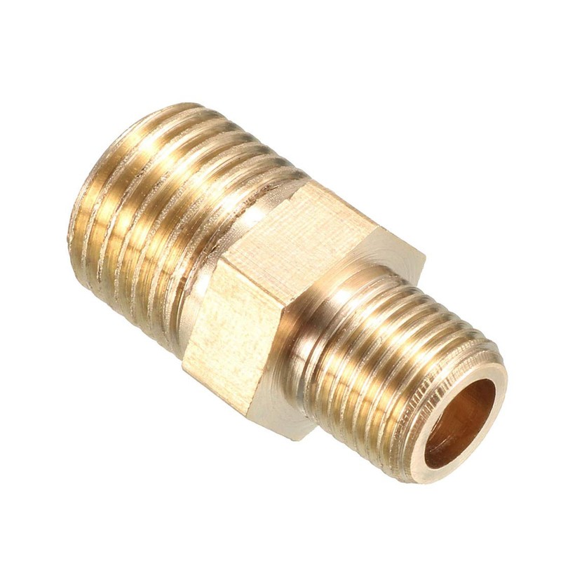 TOP-VIGOR 5Pcs Brass Pipe Fitting, Hex Nipple 1/4 BSP Male