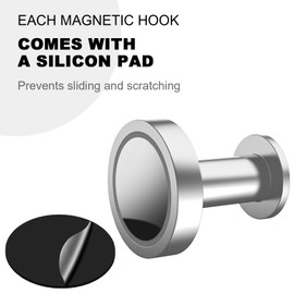 logei Magnetic Hook Magnets Strong 40 kg (88 lbs) for Hanging Bags and Coats, Set of 2 Silver Magnetic Hooks, Magnetic Holder, Fridge Magnets in Pin Style for Locker etc
