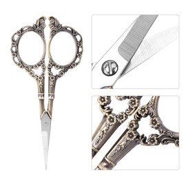 Ashata Vintage Antique Scissors, Stainless Steel Antique Sewing Scissors Old Style Bronze European Tailors, Retro Classic Vintage Craft Sewing Dressmaking Cross Stitch Scissors 3 Colours