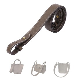 DGAZ TC leather shoulder strap for Hermes Picotin/Lindy/Evelyne, handmade, replaceable crossbody bags strap(1.5 Inch Wide,27.6 Inch Long,Etoupe grey(Gold studs)