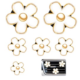 Xiciki 6 Pcs Daisy Flower Car Air Fresheners, Car Air Freshener for Women, Auto Air Fresheners Vent Clip, Cute Auto Air Freshener Clip Accessories, Automobile Decorations (White, 3cm, 3.3 cm)