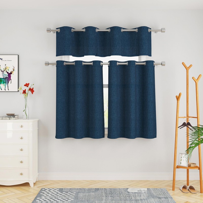UPOPO Short Curtains 36 inches Long Linen Textured Privacy Kitchen