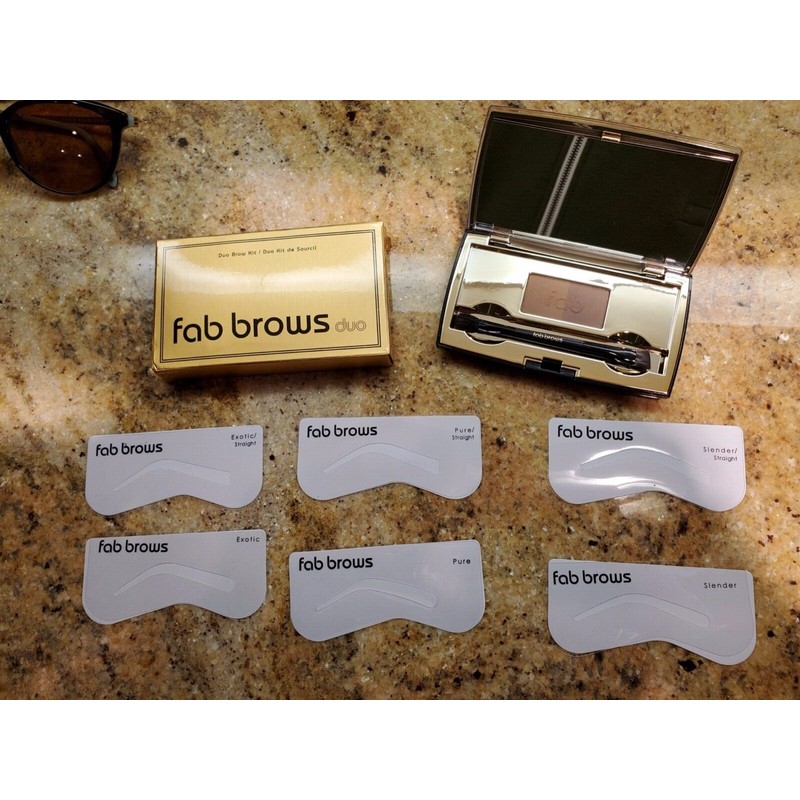 Fab Brows Duo Semi-Permanent Eyebrow Stencil Kit Slate/Black