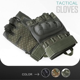 WTACTFUL Fingerless Gloves for Men Airsoft Paintball Bike Cycling Motorcycle Motorbike Hunting Hiking Work Outdoor Half Finger Gloves Green M