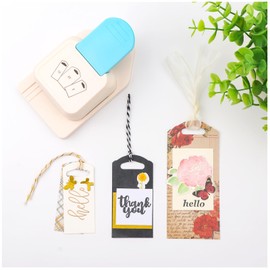 Briartw 3-in-1 Craft Punch, 1.5/2/2.5 Inches Hang Tag Shape with Hole,Lever Action Punch for Gift Tags & Labels