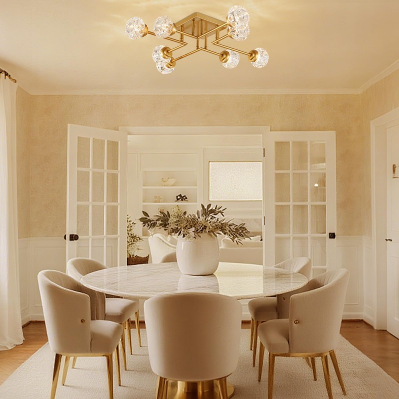 XINGQI 31" Modern Glass Ceiling Light, Semi Flush Mount Ceiling