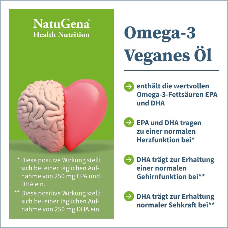 NatuGena Omega-3 Vegan Oil with Vegetable Algae Oil from Sustainable