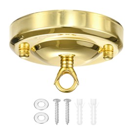 M METERXITY 1-Pack Light Canopy Kit, 4.3" Ceiling Light Cover Plate for Chandelier Fixture, Ceiling Hooks Cover Plate[Bright Gold]
