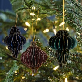 Ginger Ray Glitter Edge Honeycomb Hanging Christmas Tree Decorations - Pack of 3