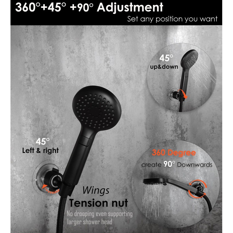 360 Adjustable Handheld Shower Head Holder - Easy Mount with