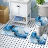Lnond 4Pcs Bathroom Sets with Shower Curtain and Rugs, Marble