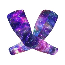 CVFGHJOKC Space Galaxy Night Cooling Arm Sleeves For Men & Women Sunscreen Arm Cover With Thumb Holes For Gardening Outdoors Sports Workouts