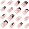 Uñas postizas cuadradas Octoswave, diseño francés, con diseños dulces, para