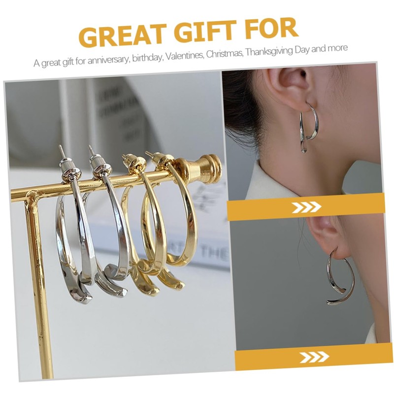 BESPORTBLE 1 Pair Curved Drop Earrings for Women Cross Linear