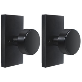 Newlaking Matte Black Zinc Alloy Dummy Door Knob, Round Non-Locking Knob with Rectangular Backplate for Closet Bifold Barn Doors, 2 Pack