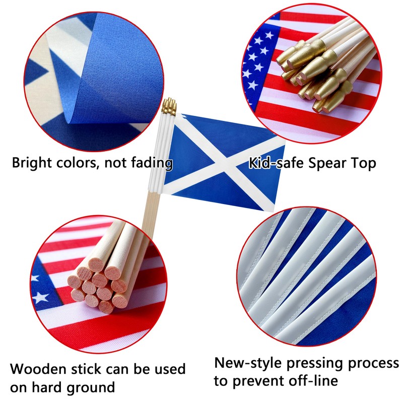 TSMD Scotland Stick Flag Scottish Small Mini Hand Held Flags,5x8