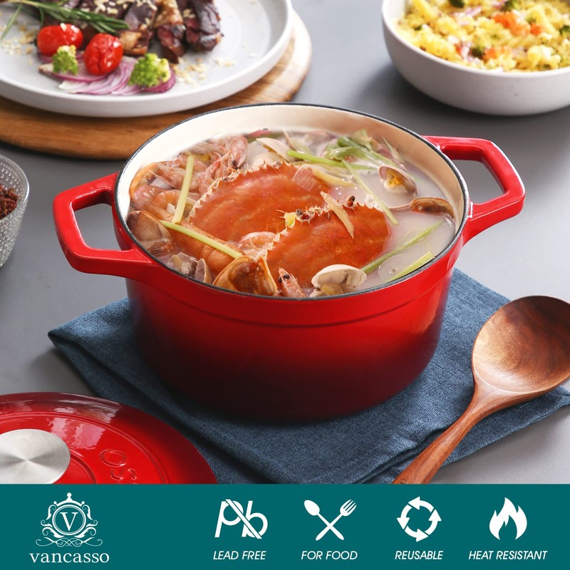 vancasso Enameled Cast Iron Dutch Oven with Lid, 3.5 QT