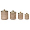 Creative Co-Op Rattan Wrapped Stainless Steel Canisters, Set of 4,