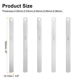 sourcing map 5 Blades Metric Steel Feeler Gauge Set, 0.02mm-0.06mm Thickness Filler Gauge, Offset Valves, Guitar Gauge Gage Measuring Tool, for Gap Width Thickness Measuring