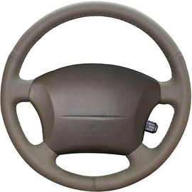 Loncky Custom Genuine Leather Alcantara Steering Wheel Cover for Land Cruiser 1995 1996 1997 1998 1999 2000 2001 2002 Lexus LX 450 1996 1997 / LX 470 1998-2002 / Lexus LS 400 1996-2000 Accessories