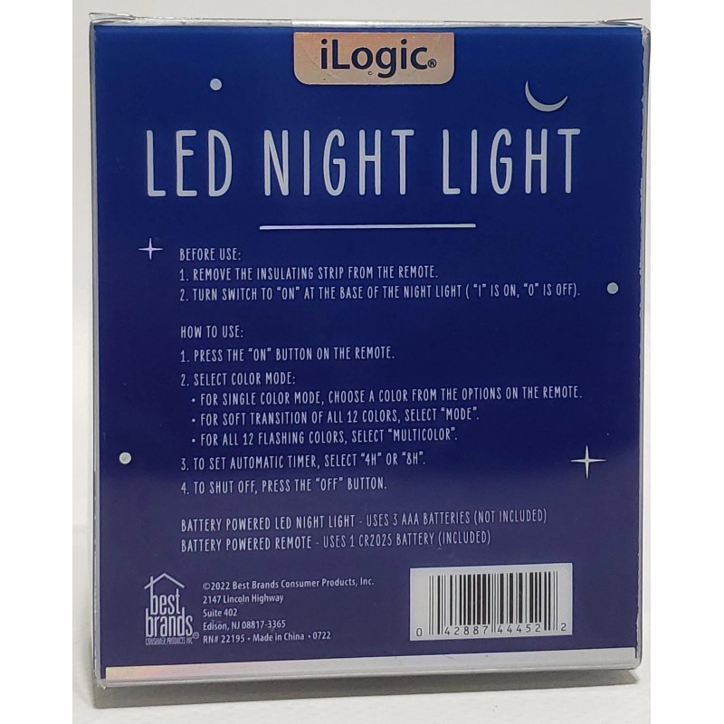 Ilogic 'Bunny' Led Night Light, 3 Light Modes, 12 Changing