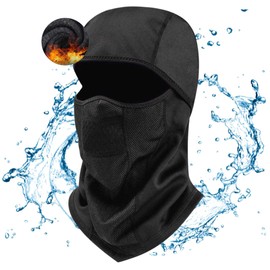 Pyrafox All Weather Balaclava: Waterproof, Thermal Hood & Fleece Face Mask, #42 Black (Waterproof)