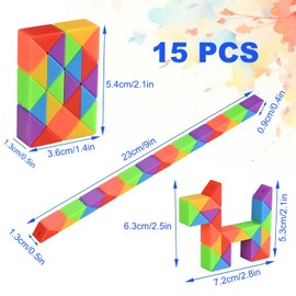 GOLDGE 15Pcs Party Bag Fillers Toys for Kids, 24 Blocks Magic Snake, Snake Fidget Toy for Kids, Children’s Party Toys Twist Puzzle Cube.