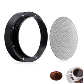 Rovella Espresso Dosing Funnel and Puck Screen Set, 8 Magnetic Points Espresso Coffee Dosing Ring, Reusable 1.7mm Thickness Espresso Puck Screen 316 Stainless Steel Fits 53mm Portafilter
