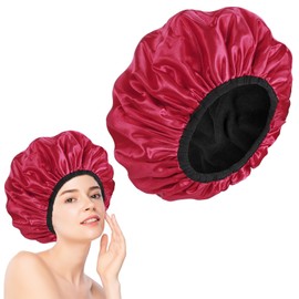 CVNRCLP Waterproof Satin & Microfiber Shower Cap - Extra Large Size for Long Hair - Stylish and Comfortable Women's Hair Protection