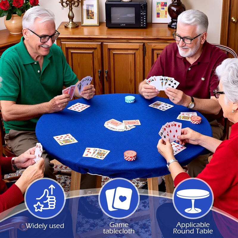 Gilprop 36.2 Inch Felt Card Table Game Cover Blue Foldable