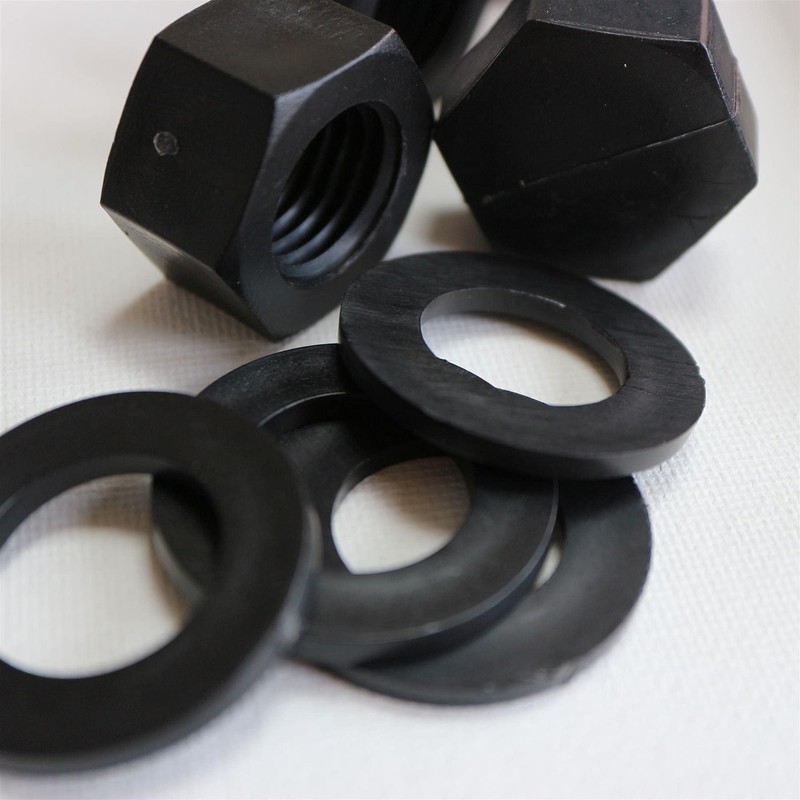 5 x Black Hexagon Head Screws Polypropylene (PP) Plastic Nuts,